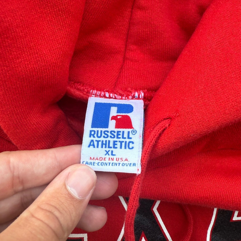 Vintage Russell Athletic Texas Tech Hoodie Red XL USA Collegiate Sweatshirt - Picture 3 of 8
